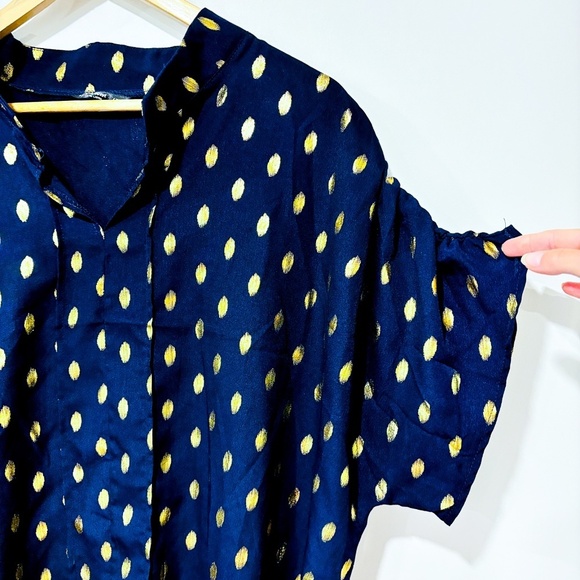 SHEIN Navy and gold polka dot top - Picture 3 of 6